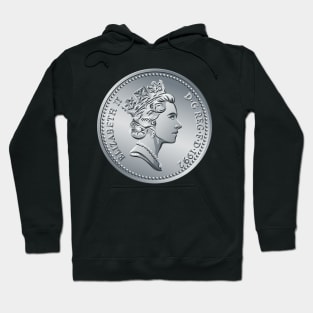 British coin 10 pence with Queen Elizabeth II Hoodie